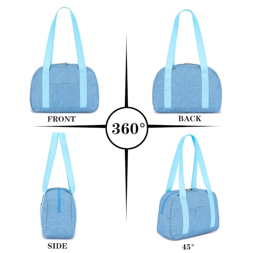 Mini Gym Bag for Women Girl 12 inch Small Gym Tote Lightweight Carry On Bag - color: Light Blue
