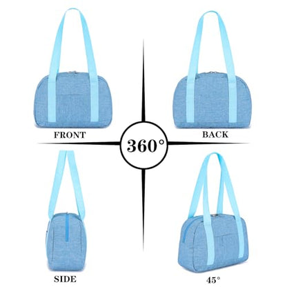 Mini Gym Bag for Women Girl 12 inch Small Gym Tote Lightweight Carry On Bag - color: Light Blue