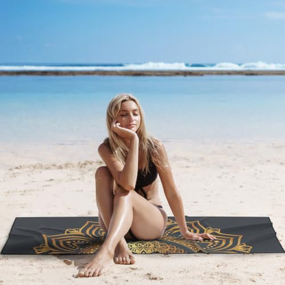 Hot Yoga Towel with Grip Dots, Non Slip, 70"x26, Gold Mandala - color: Gold Mandala, size: 70" x 26"
