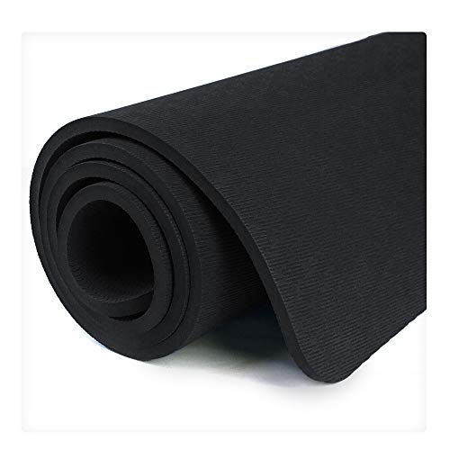 Hatha Yoga Extra Thick TPE Yoga Mat - 72"x 32" Thickness 1/2 Inch -Eco Friendly- With High Density Anti-Tear Exercise Mats For Home Gym Travel & Floor Outside - color: Black