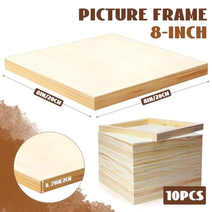 FSWCCK 10 Pack 8 x 8 inch Wood Panel Boards, Unfinished Wood Canvas Panels for Crafts, Painting Canvas, DIY Art Projects, Pouring, Arts Use with Oils, Acrylics ﻿ - size: 8"X 8" 10 Pack