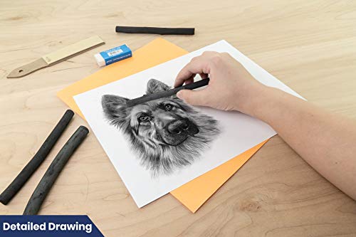 Pacific Arc Large Vine Charcoal Stick 5/Pkg, Soft, Black, Thick Willow Charcoal for Sketching and Drawing - style: Large | 5 Sticks