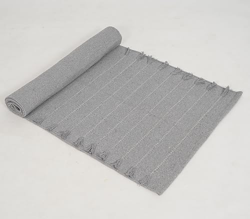 Indian Handmade 100% Organic Cotton Yoga Mat, Hand Woven Rug, Yoga Mat For Everyday Fitness at Home Comfortable Foldable Long Mat - color: Light Gray