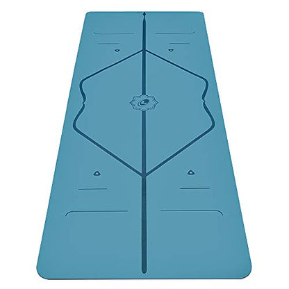 Liforme Travel Yoga Mat - Patented Alignment Design, Advanced Non-Slip Grip - color: Blue
