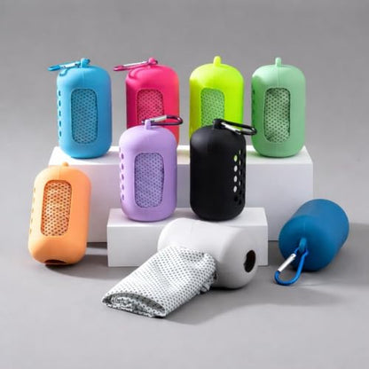 Cooling Towel, Quick Dry Sports Towel with Silicone Case, 11.8 x 35.4 in - color: Green, size: Medium