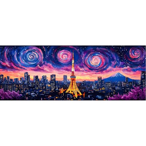 Reofrey Large Diamond Art Kits for Adults Eiffel Tower, 12x31.5 inch Full Drill Round Rhinestone Big Diamond Painting Kit Starry Sky, DIY Cross Stitch Embroidery Canvas for Crafts Home Wall Decor - color: Eiffel Tower