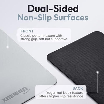 Umineux Non Slip Yoga Mat 72"x24" Exercise & Fitness Mat For Women and Men - color: Gray & Black, size: 6MM