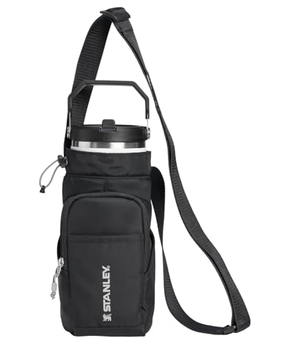 STANLEY Vitalize Carry-All Bag | Bottle Holder with Drawstring Cinch | Adjustable Shoulder Strap | Zippered Valuables Pocket | Durable Recycled Fabric | Black - color: Black, size: Carry-All