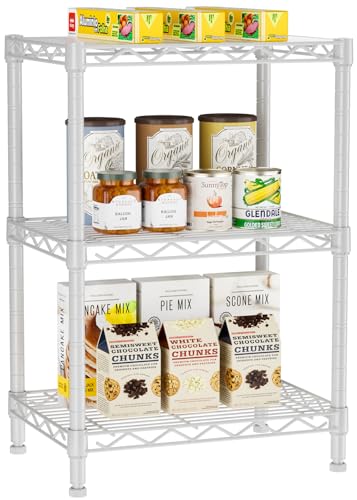 Golpart 3Tier Adjustable Storage Shelves Metal Wire Shelving Standing Shelf - color: White, size: 3-tier-11.6"Dx17.6"Wx29.8"H