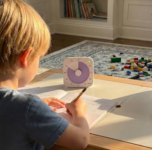 60 Minute Visual Timer for Kids - Premium Countdown Timer with Magnetic Back & Pause Function, Silent Operation for Classroom Teaching Home, Time Management Tool(Batteries Included) (Purple) - color: Purple