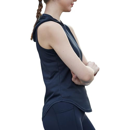 Womens Workout Hooded Tank Yoga Tops Running Shirts Quick Dry Gym Sleeveless Hoodie - color: 1 Pack: Black, size: X-Small