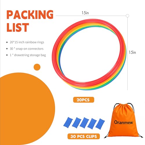 20Pcs 15" Hopscotch Rings, Agility Rings for Kids Obstacle Course - style: 15" Hoop – 2 Set