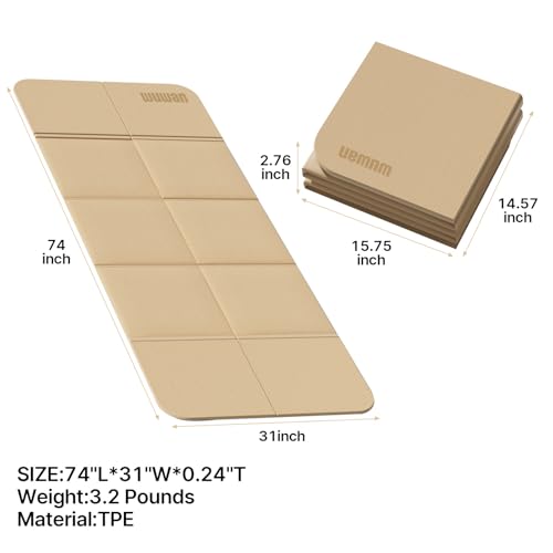 Foldable Yoga Mat 75"x31"x0.24" Portable Exercise Mat - color: Milky Coffee+Black