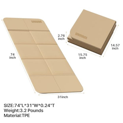 Foldable Yoga Mat 75"x31"x0.24" Portable Exercise Mat - color: Milky Coffee+Black