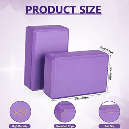 20 Pcs Yoga Blocks Bulk Eva Foam Exercise Brick Purple Non Slip Gymnastic Soft High Density Dance for Girls Women Toning Meditation Stretching Yoga Pilates Accessories