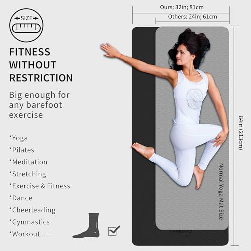 CAMBIVO Extra Wide Yoga Mat for Women and Men (72"/84"x 32"x 1/4") TPE Workout Mat, Non-slip Large Exercise Fitness Mat for Yoga, Pilates, Workout - color: Dark Black, size: 84" x 32" x 6mm