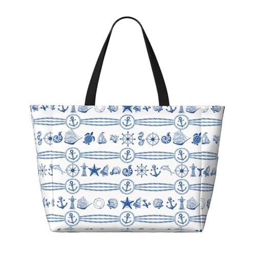 Large Beach Bag for Women Waterproof Foldable Travel Shoulder Tote Bag with Pocket for Weekender Pool Vacation - color: Cruise White