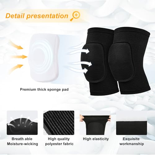 Volleyball Knee Pads for Dancers, Soft Breathable Knee Pads for Men Women Kids Knees Protective, Knee Brace for Volleyball Football Dance Yoga Tennis Running Cycling Workout Climbing - color: Black, size: Medium