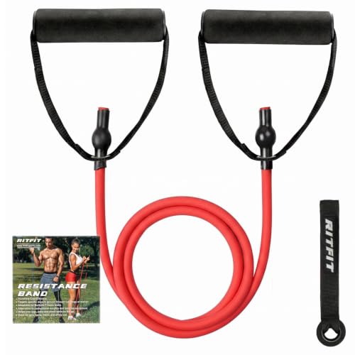 RitFit Single Resistance Bands with Handles Door Anchor for Home Gym - size: 45-50lbs
