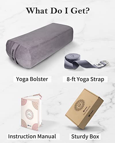 Tumaz Yoga Bolster Set, Rectangular Yoga Bolster with Washable Cover - color: Gray