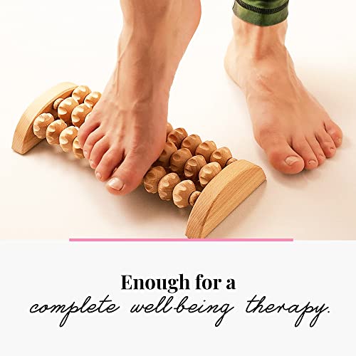 tuuli Wooden Foot Massager, Grooved Muscle Roller, Helps Ease Muscle Tension and Improve Blood Circulation, Natural Wood Therapy Massage Tools for Feet (M) - size: M