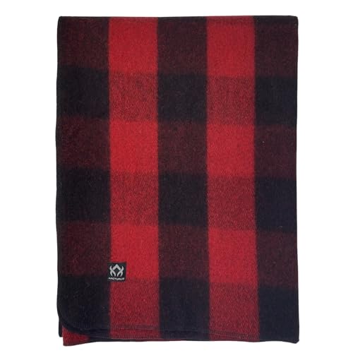 Arcturus Military Wool Blanket - Warm, Thick, Washable - Great for Outdoors, Camping, Stadium Blanket, Picnics, Travel - Car & Bushcraft Survival Kits - color: Red Buffalo, size: Twin