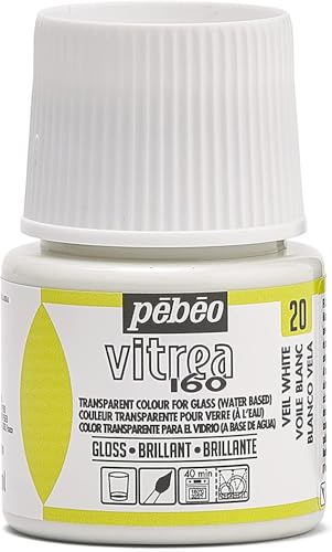 Pebeo Vitrea 160, Glossy Glass Paint, 45 ml Bottle - Veil White - color: Veil White