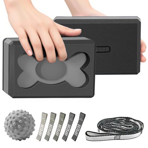HAPBEAR Cork Yoga Kit: 72"x36" Wide Non-Slip Cork Yoga Mat (w/Resistance Bands & Carry Bag) + 2-Pack 9x6x3" High-Density EVA Yoga Blocks
