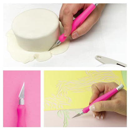 Excel Blades Fit Grip Craft Knife, #11 Blade, Rubber Grip, Pink, USA Made - color: Pink