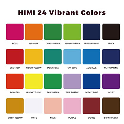 ARTME 24 Colors x 30ml Gouache Paint Set with 3 Paint Brushes and a Palette in a Carrying Case, Non-Toxic, Perfect for Artists, Students (Pink) - color: Pink