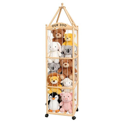 Extra-Large Stuffed Animal Zoo Storage, 3-Tier Wooden Organizer