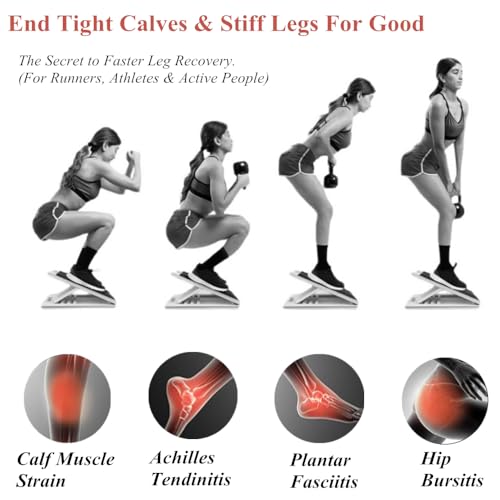 Adjustable Wooden Slant Board for Calf Stretching, Incline Exercise Stretcher for Ankle, Heel, Knees & Leg Mobility – Portable Wedge Equipment for Squats