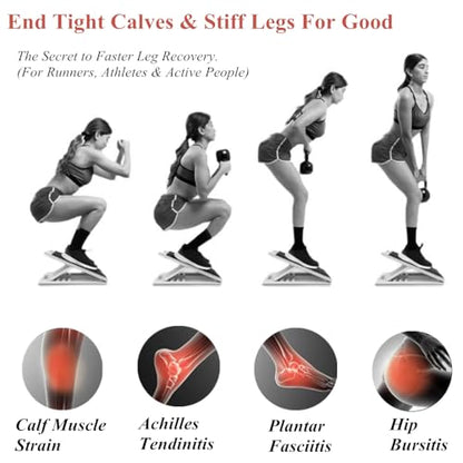 Adjustable Wooden Slant Board for Calf Stretching, Incline Exercise Stretcher for Ankle, Heel, Knees & Leg Mobility – Portable Wedge Equipment for Squats