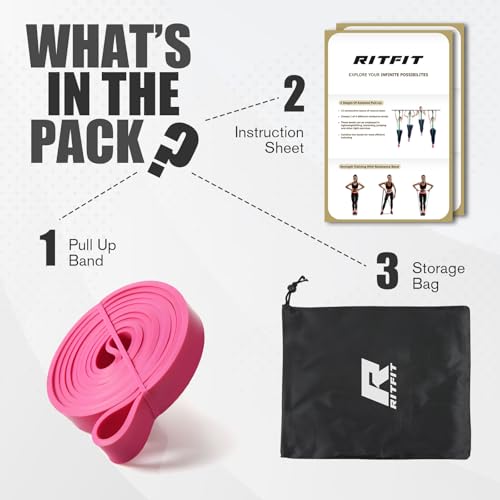 RitFit Pull Up Assist Band in Natural Latex for Stretching and Mobility - color: Rose Pink
