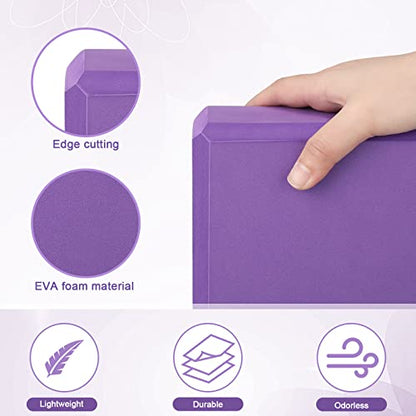 20 Pcs Yoga Blocks Bulk Eva Foam Exercise Brick Purple Non Slip Gymnastic Soft High Density Dance for Girls Women Toning Meditation Stretching Yoga Pilates Accessories