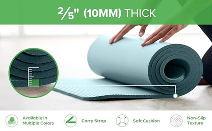 Gaiam Thick Yoga Mat, Exercise & Fitness Mat with Easy-Cinch Carrying Strap - color: Pink, size: 2/5" (10MM)