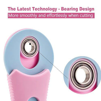 Rotary Cutter with 5pcs 45mm Rotary Blade, Bearing Design Rolling Cutter with Safety Lock for Fabric Sewing Quilting Cloth Leather Paper and Arts & Crafts(Pink) - color: Pink with Bearing, size: 45mm