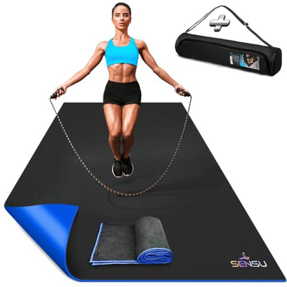 Sensu Large Exercise Mat – Extra Thick Non-Slip Workout Mat for Home Gym, Durable Shoe-Friendly Fitness Mat for Strength Training, Stretching, Cardio, and Balance Workouts (Multiple Sizes) - size: 6' x 4' x 8.5mm