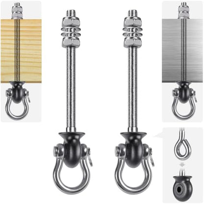 Dolibest Set of 2 Permanent Antirust Stainless Steel 304 Heavy Duty Swing Hangers, 1800LB Capacity, Wood and Steel Beam Yoga Hammock Chair Punching Bag Porch Swing Sets,180° Swing, 7.67‘’ - color: Silver 7.67'' 2 Pack