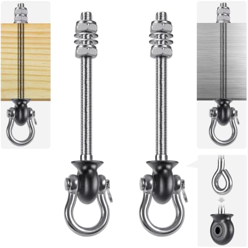 Dolibest Set of 2 Permanent Antirust Stainless Steel 304 Heavy Duty Swing Hangers, 1800LB Capacity, Wood and Steel Beam Yoga Hammock Chair Punching Bag Porch Swing Sets,180° Swing, 7.67‘’ - color: Silver 7.67'' 2 Pack