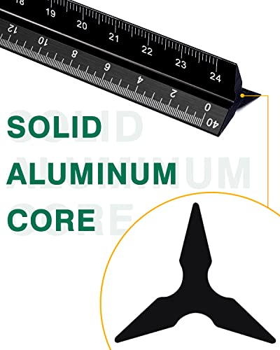 Engineer Scale Ruler 2 Pack 12-Inch Triangular Ruler Metal Scale Ruler for Blueprints Drafting Ruler for Civil Engineer, Draftsman - size: Engineer 2 Packs
