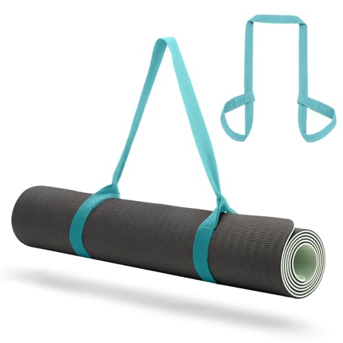 Yoga Mat Carrier Strap, Adjustable Thick Straps Sling for Carrying Large Mats, Stretching Band - color: Turquoise