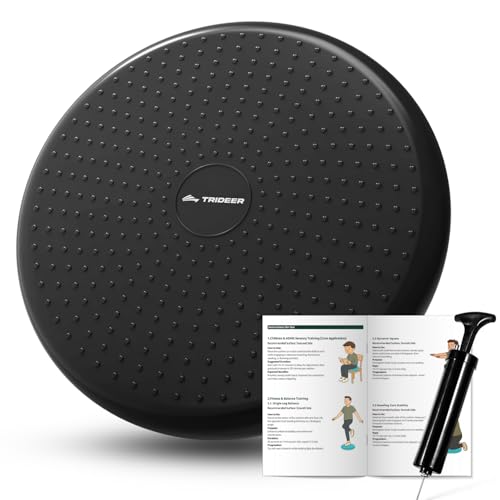 Trideer Wobble Cushion Core Balance Disc, Flexible Seating for Classroom Elementary, Wiggle Seat for Sensory Kids, Balance Pad with Inflation Pump - color: 34CM Black