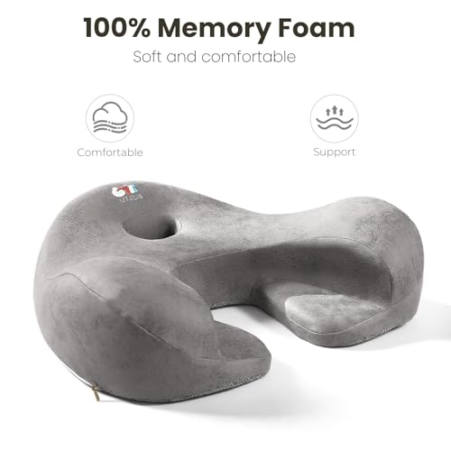 Meditation Cushion Memory Foam Floor Pillow for Cross Legged Sitting - color: Grey
