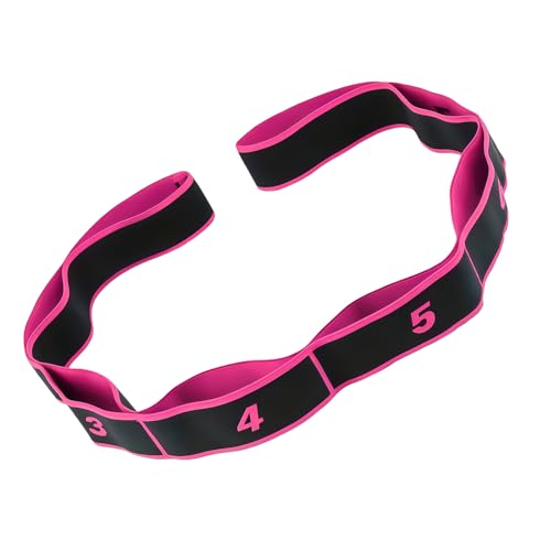 8-Section Dance Stretching Belt, Multi-Loop Pilates Pull Strap with Numbers, Elastic Latin Dance Stretch Band for Yoga, - color: Pk