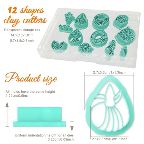 ORIGACH 12 Pcs Boho Knot Macrame Polymer Clay Cutters Set | Dream Catcher Design Clay Cutters for Polymer Clay Jewelry Earrings with a Clear Storage Box - style: Boho Knot Macrame