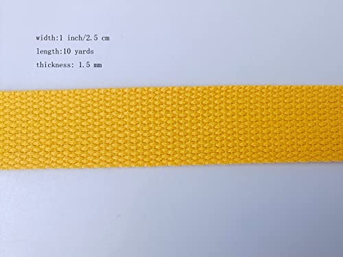 1 Inch Cotton Webbing 10 Yards Cotton Strap for Tote Canvas Bags Crafts Sewing (2013 Golden Yellow) - color: 2013 Golden Yellow