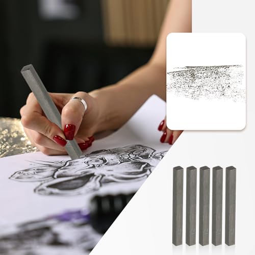PATIKIL Compressed Charcoal Sticks, 12 Pack 2H Grade Art Supplies Sketch Square Stick for Artist Drawing Sketching Shading Painting, Black