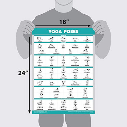 Palace Learning 4 Pack - Yoga Poses Poster Volume 1, 2 & 3 + Yoga Positions with Yoga Blocks - Beginner Yoga Position Exercise Charts - English and Sanskrit Names