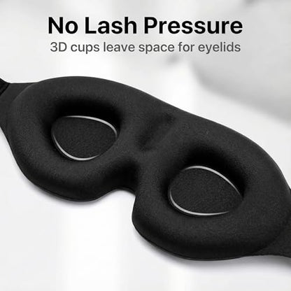 Sleep Mask 3D Contoured Black 1pc Eye Cover with Deep Cup Design Adjustable Strap Soft Touch Fabric for Night Rest Travel Naps Office Breaks and Daily Wind Down - color: Black